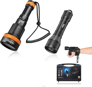 ORCATORCH ZD710 2700 Lumen Zoomable Diving Flashlight & D550 Dive Light 1000 Lumens Scuba Dive Flashlight 3 Modes with Wrist Mount Bundle