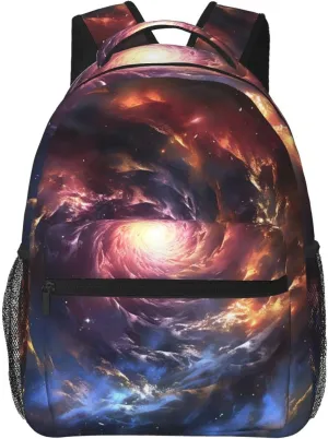OUSIKA Cosmic Storm Print Backpack Large Travel Backpack Laptop Bag For Women and Men Casual Daypack, Black
