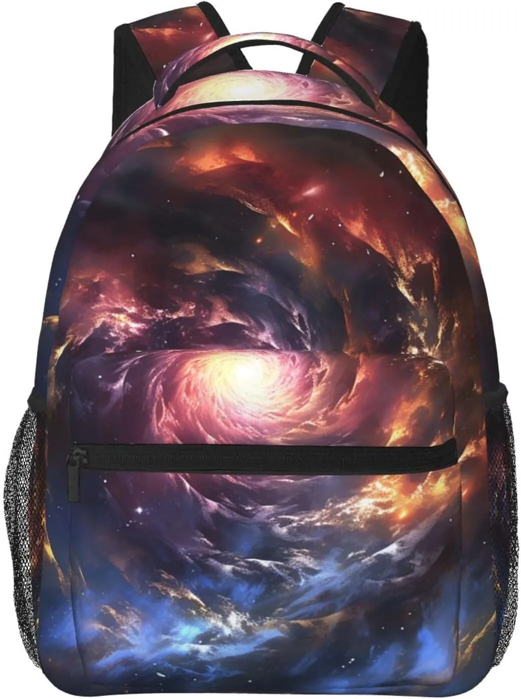 OUSIKA Cosmic Storm Print Backpack Large Travel Backpack Laptop Bag For Women and Men Casual Daypack, Black
