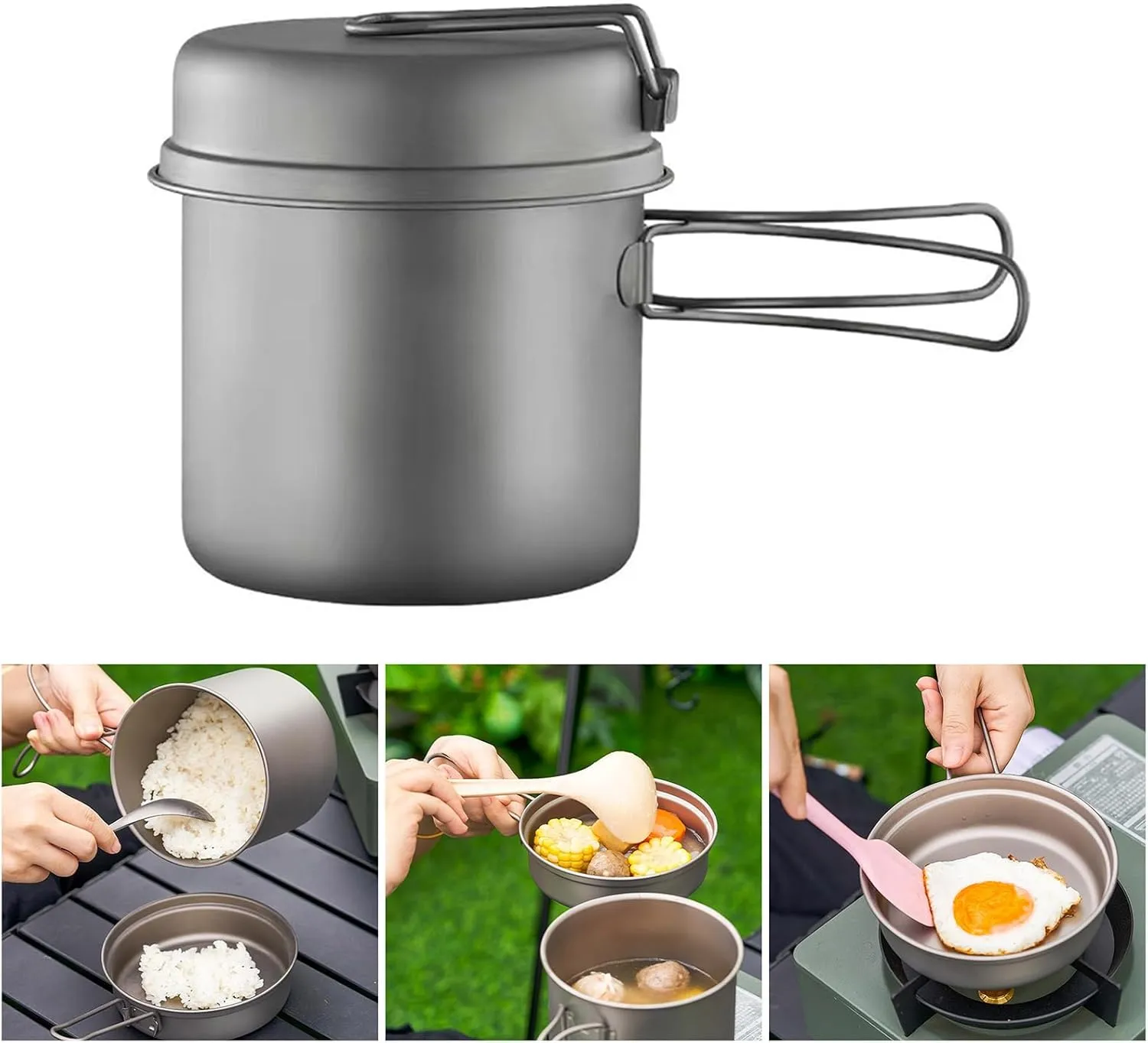 Outdoor Cooking Pots Frypan Metal Camping Cookware Portable Camping Pots for Camping Hiking Picnics Enduring