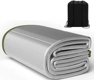 Outdoor Double-Sided Moisture-Proof Aluminium Foil Sleeping Mat 7mm Thick Pad Waterproof and Insulating Foil Mat Picnic Mat Camping Mat for Beach Tent and Camping