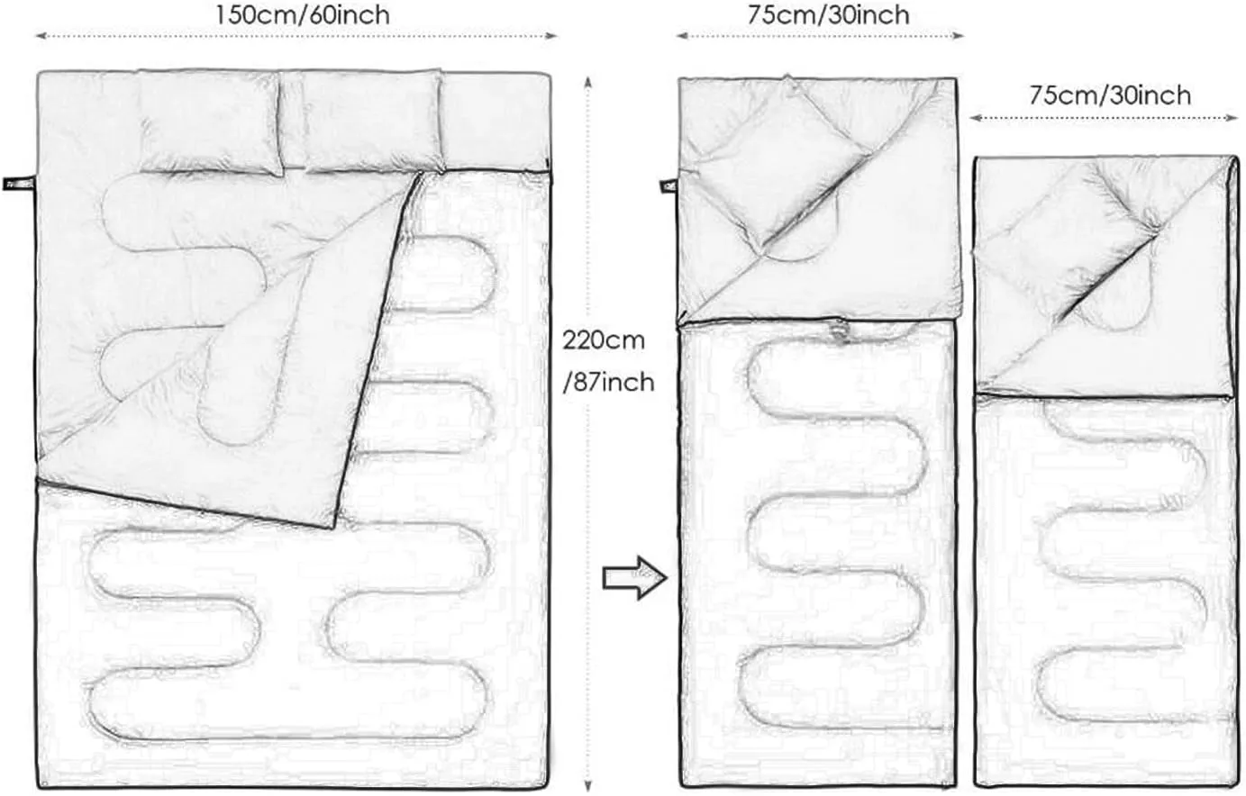 Outdoor Double Sleeping Bag Backpacking Quilt 2 Person Portable Multifunction Camping Sleep Bag for Outdoor Activities Travel