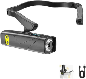 Outdoor Ear Mounted LED Head Lamp,Waterproof Headlamp with Motion Sensor,Lightweight Adjustable Rechargeable Headband Flashlight,for Night Fishing Camping Hiking Repairs (Basic)