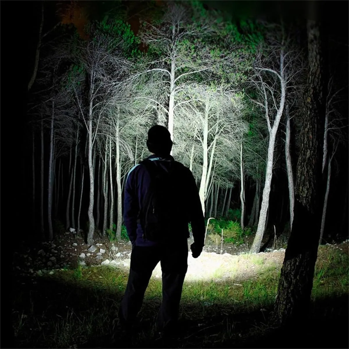 Outdoor Ear Mounted LED Head Lamp,Waterproof Headlamp with Motion Sensor,Lightweight Adjustable Rechargeable Headband Flashlight,for Night Fishing Camping Hiking Repairs (Basic)