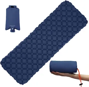 Outdoor Inflatable Mattress Camping Mat Hiking Air Cushion Portable Sleeping Mat Damp Proof Waterproof Pad (Color : Navy Blue)