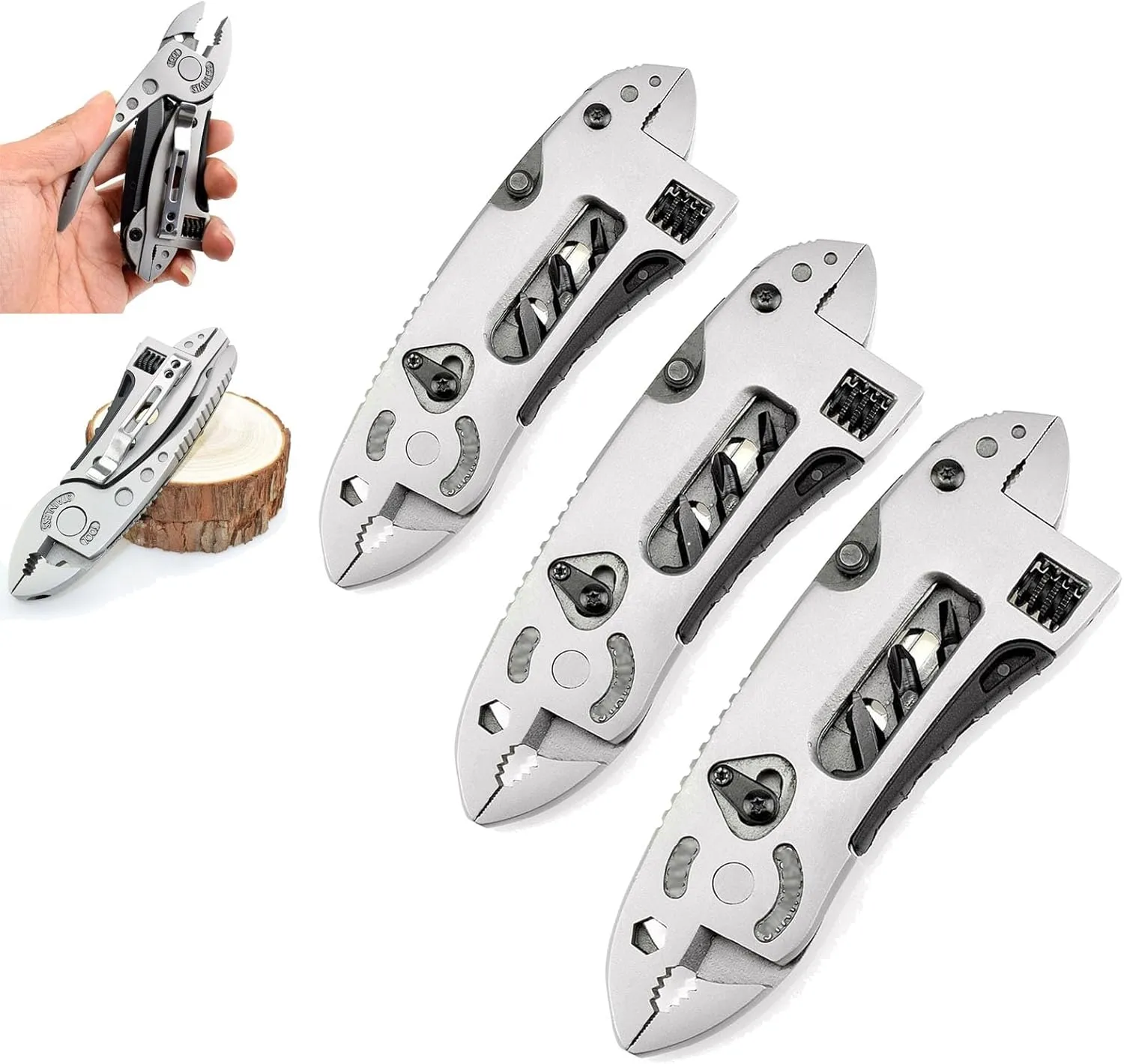 Outdoor Multi-purpose Tool Pliers, Multi Tool, Pocket Tool, Screwdriver Bits Pliers Survival Emergency Gear Assembly for Outdoor Camping and Climbing (3Pcs)
