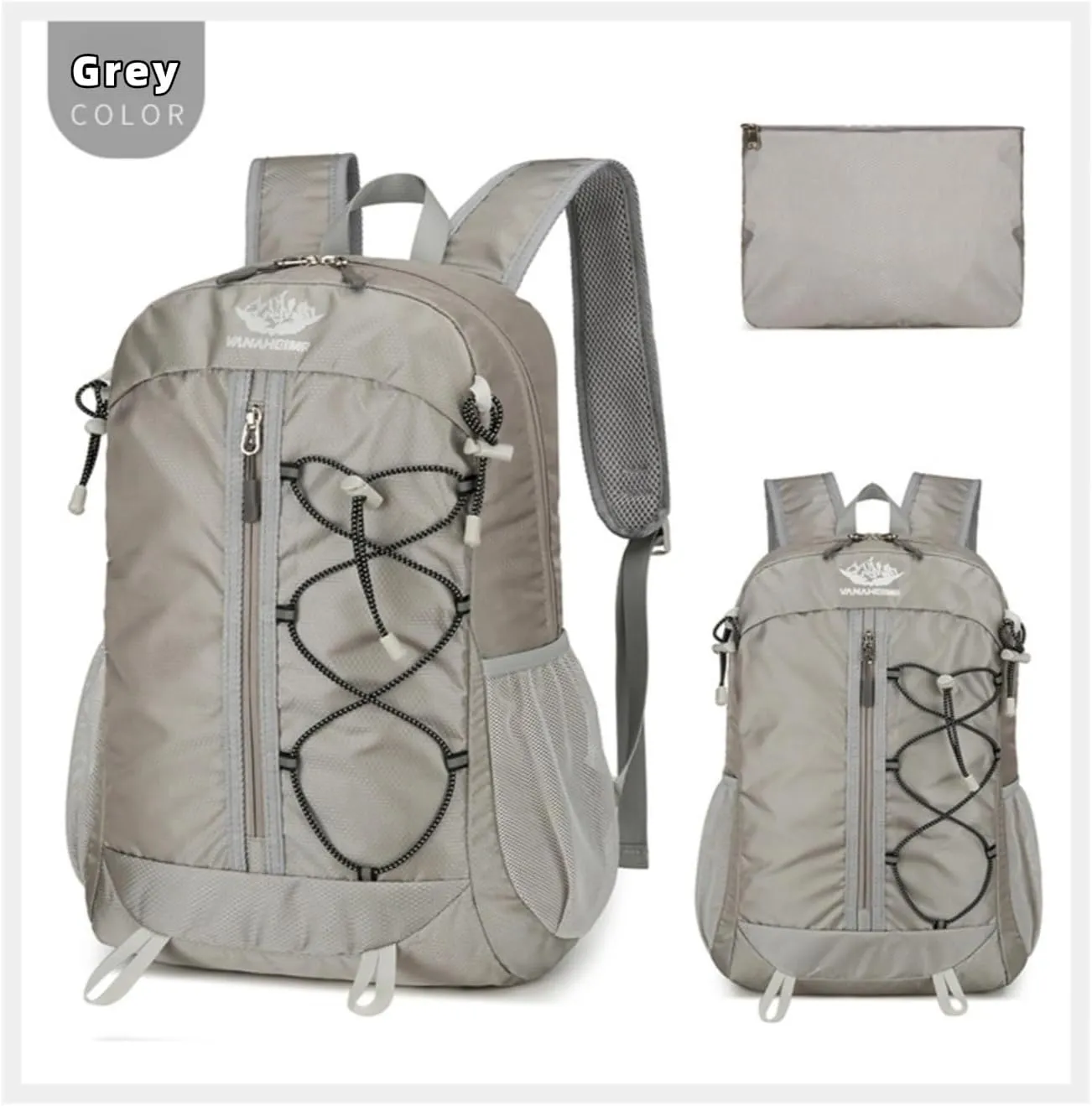 Outdoor Oxford Fabric Backpack,Hiking Cycling Backpack,Ultra-Light Multi-Functional Foldable Large Capacity Rucksack(Grey)
