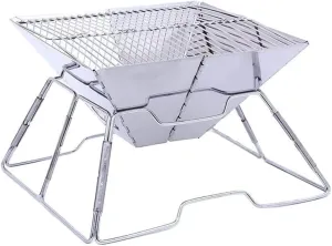 Outdoor Picnic Portable Stainless Steel BBQ Grill Non-Stick Surface Folding Barbecue Grill Outdoor Camping Terrace Picnic Tool Outdoor Grill