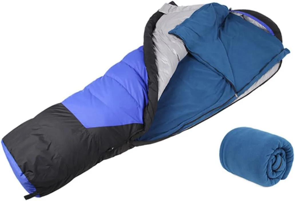 Outdoor Sleeping Bags for Adults Fleece Winter Cool Weather Camping Blue