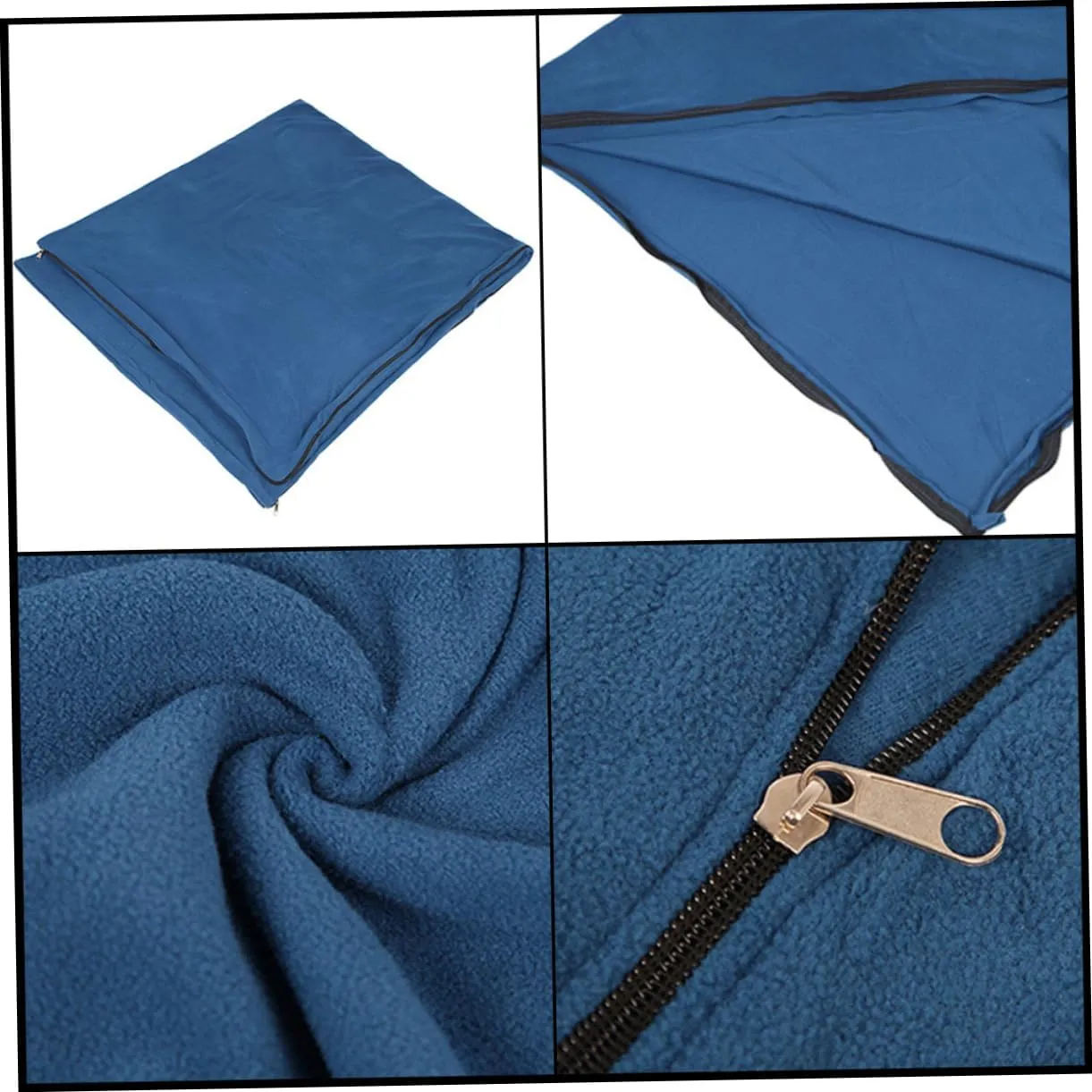 Outdoor Sleeping Bags for Adults Fleece Winter Cool Weather Camping Blue