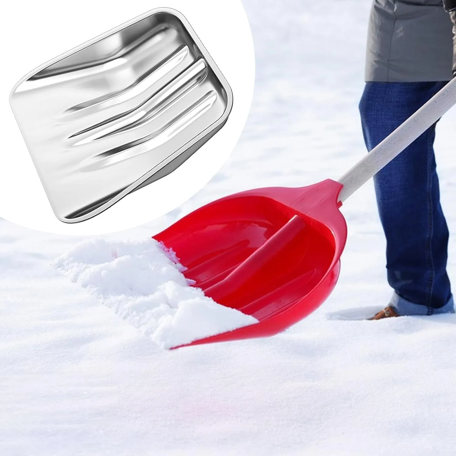 Outdoor Snow Shovels Head Snow Removal Easy Installation Hand Tool Multipurpose Portable Stainless Steel Winter Emergency Tool, L
