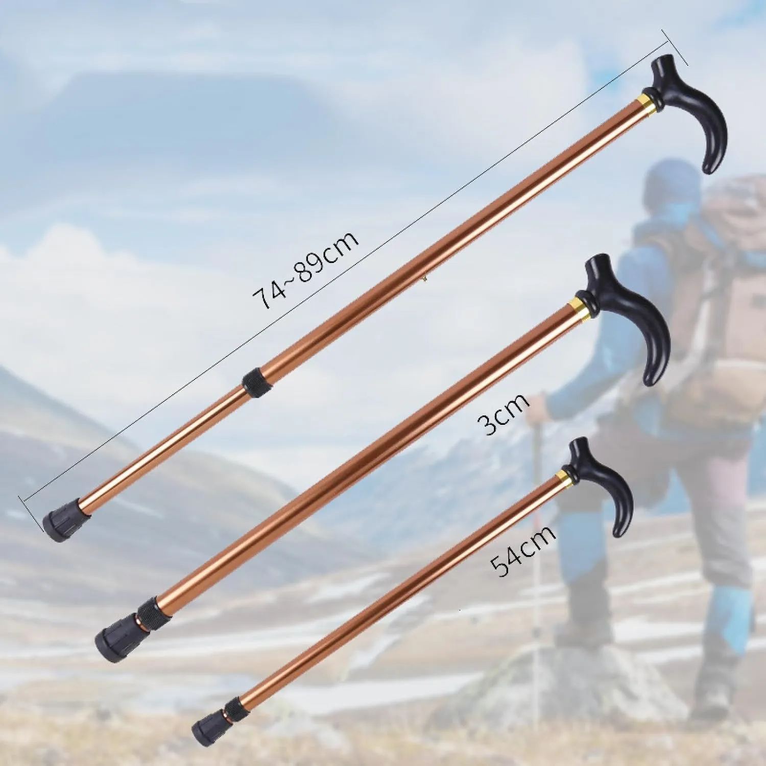 Outdoor Walking Sticks, Elderly Walking Sticks, Aluminum Alloy Sliders, Two-Stage Telescopic Adjustable Mountaineering Walking Sticks