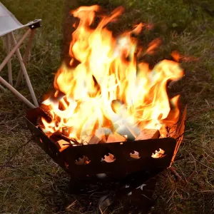 Outdoor Wood Burning Stoves,Backpacking Folding Portable Camping Bonfire Rack,Stainless Steel Camping Charcoal Stoves,for Cooking Picnic Tent Traveling Picnic (Size : Medium)