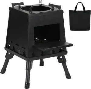 Outdoor Wood Stove Foldable,Wood Stove,Portable Tent Camping Carbon Steel/Stainless Steel with Carry Bag/Sier/30Cm