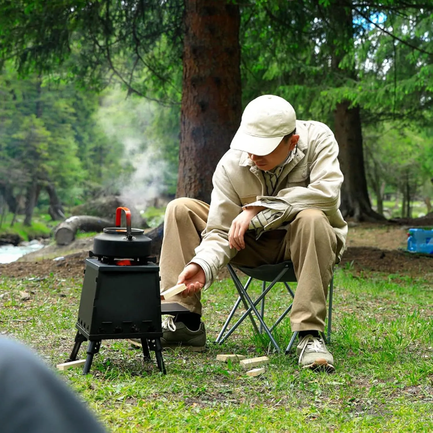 Outdoor Wood Stove Foldable,Wood Stove,Portable Tent Camping Carbon Steel/Stainless Steel with Carry Bag/Sier/30Cm