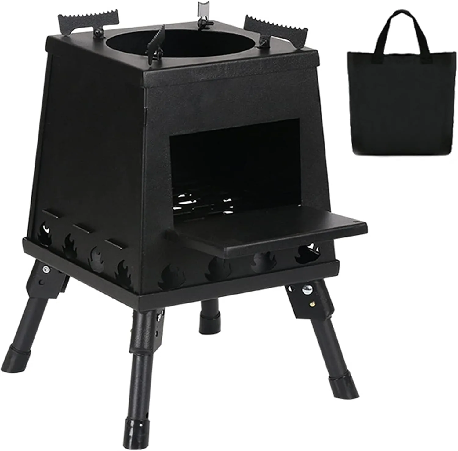 Outdoor Wood Stove Foldable,Wood Stove,Portable Tent Camping Carbon Steel/Stainless Steel with Carry Bag/Sier/30Cm