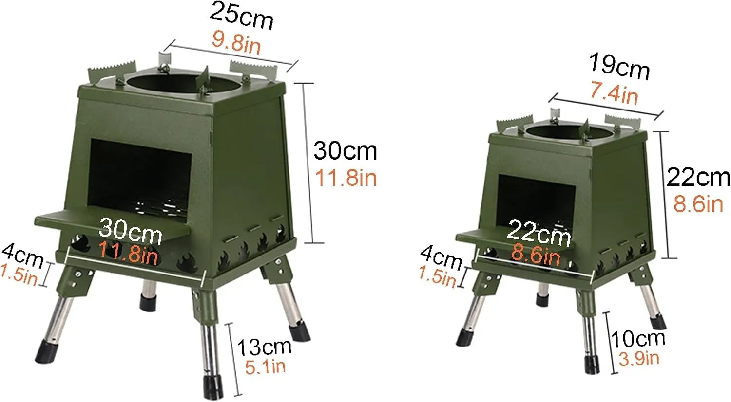Outdoor Wood Stove Foldable,Wood Stove,Portable Tent Camping Carbon Steel/Stainless Steel with Carry Bag/Sier/30Cm