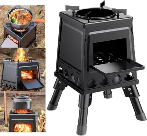 Outdoor Wood Stove, Portable Outdoor Stove, Wear-Resistant and Burn-Resistant/Strong Load-Bearing/Easy to Move/Strong Fire, Used for Wood/Charcoal