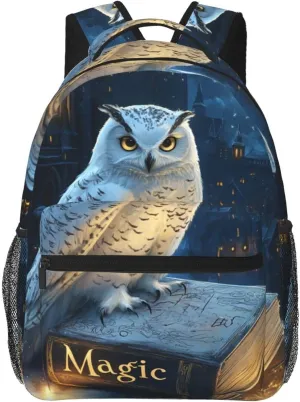 Owl And Magic Book Casual Backpack For Trekking Office Commute