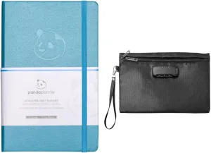 Panda Planner: 90-Day Undated Daily Planner - Boost Productivity, Set Goals & Manage Time - Increase Happiness With A Focus On Gratitude - Hardcover - Cyan with Locking Bag