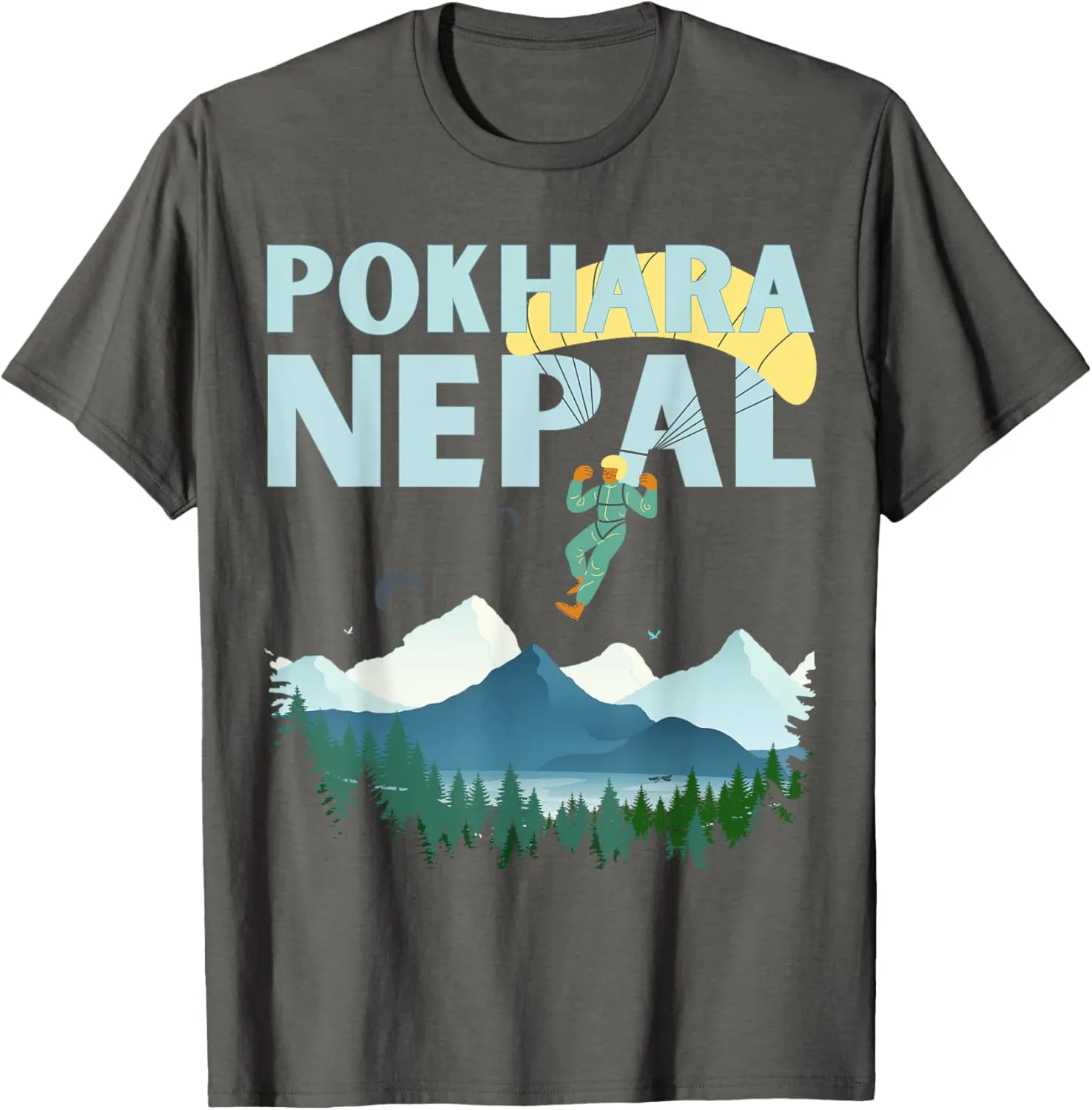 Paragliding Pokhara Lake Over Annapurnas Nepal T-Shirt