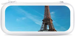 Paris Eiffel Tower Hard Shell Travel Case with Rope 15 Game Card Pockets Compatible with Switch Protective