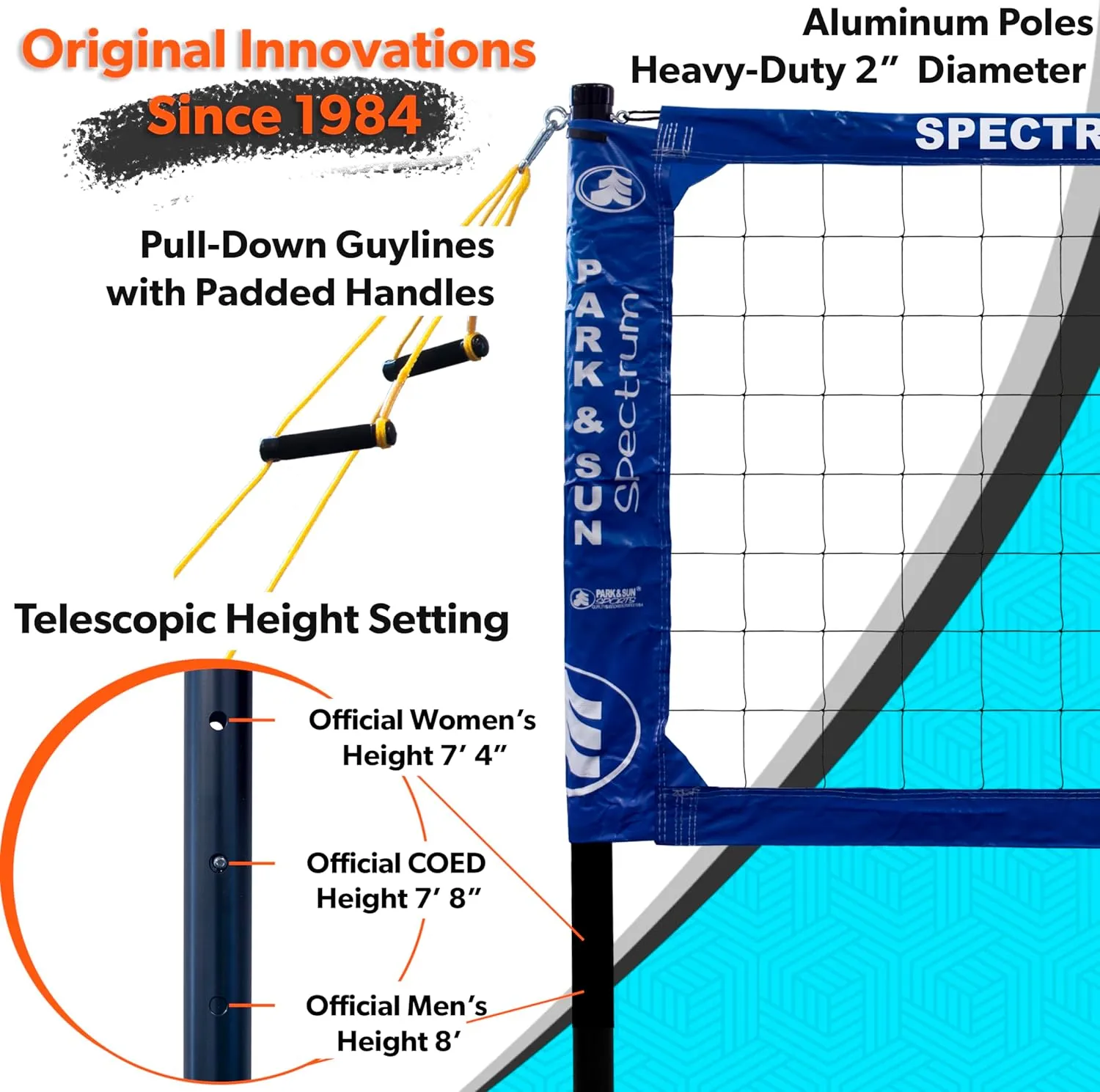 Park & Sun Sports Spectrum Classic: Adjustable Professional Outdoor Volleyball Net System