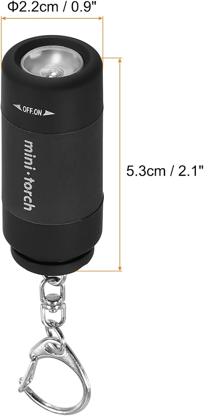 PATIKIL 2.1" Mini Rechargeable LED Keychain Flashlight, EDC Portable Small Torch with USB Charging for Everyday Carry, Black