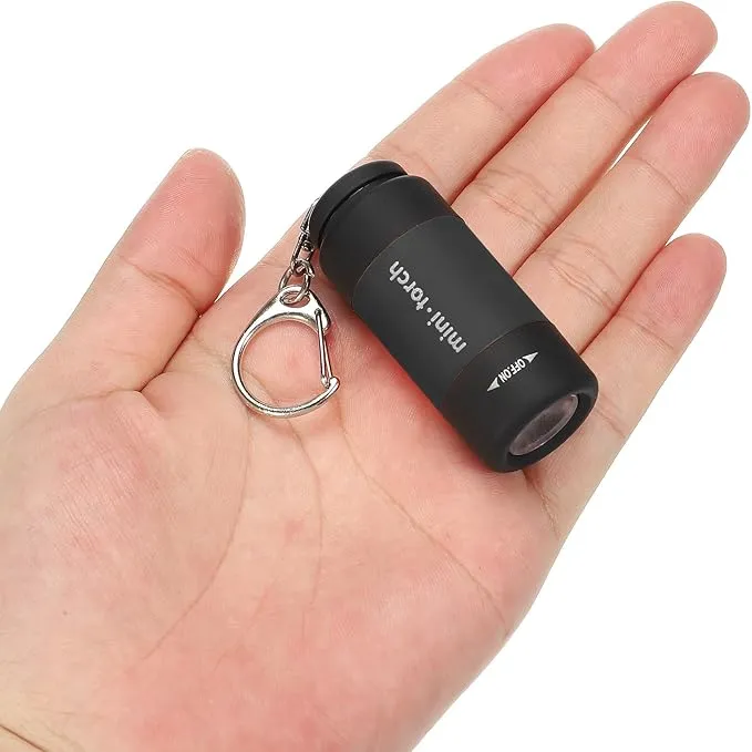 PATIKIL 2.1" Mini Rechargeable LED Keychain Flashlight, EDC Portable Small Torch with USB Charging for Everyday Carry, Black