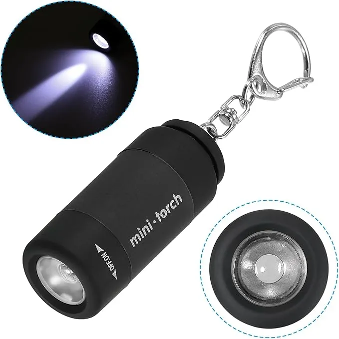 PATIKIL 2.1" Mini Rechargeable LED Keychain Flashlight, EDC Portable Small Torch with USB Charging for Everyday Carry, Black