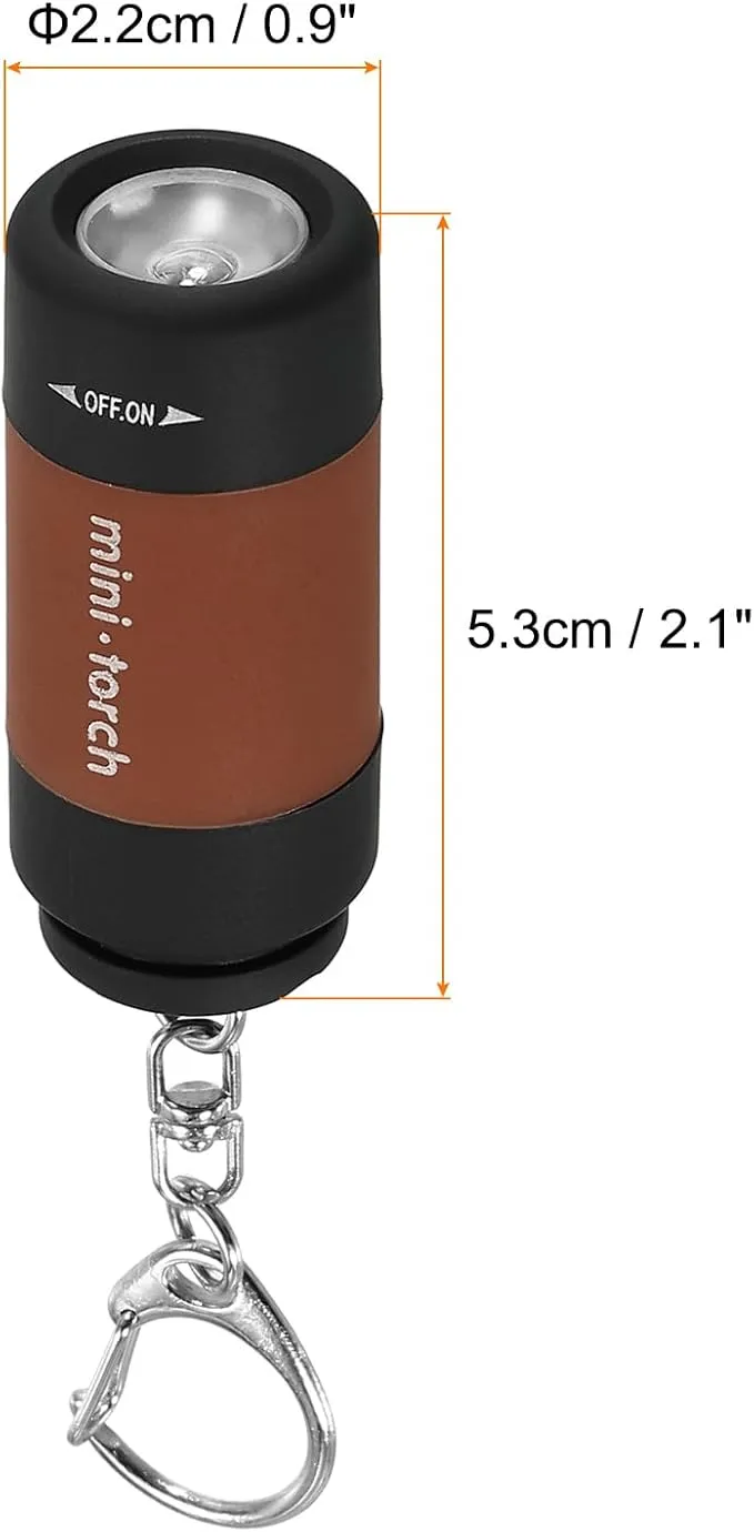PATIKIL 2.1" Mini Rechargeable LED Keychain Flashlight, EDC Portable Small Torch with USB Charging for Everyday Carry, Brown