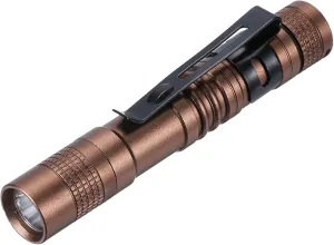 PATIKIL Mini Flashlight with Clip, Super Light Small LED Pen Flashlights Aluminum White Light Torch Battery Powered for Camping Hiking, Brown