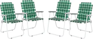Patio Lawn Webbed Folding Chairs Set of 2/4-Beach Portable Dining Chairs for Outdoor Yard Garden Camping BBQ Picnic