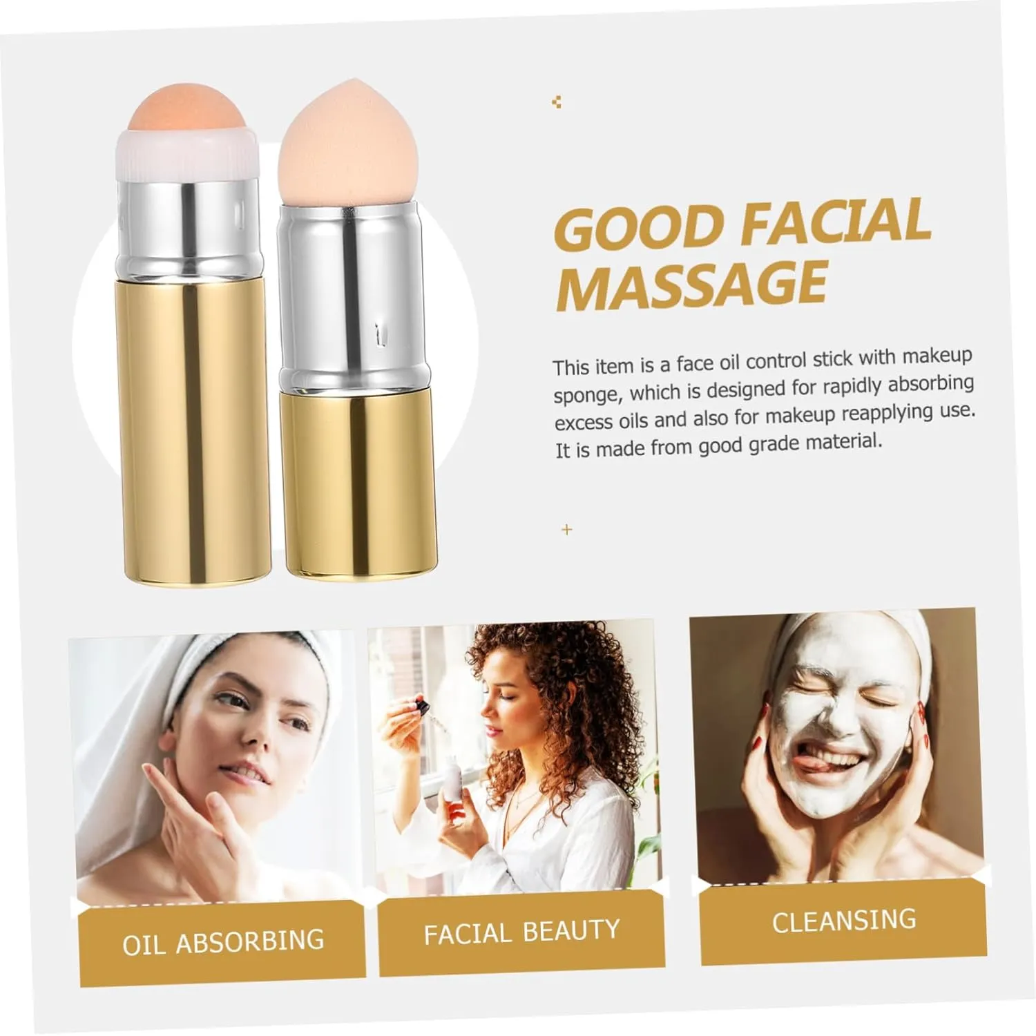 Pcs Oil Absorbing Volcanic Stone Roller Volcanic Face Oil Remover Stick Makeup Sponge for Reapplying Compact Facial