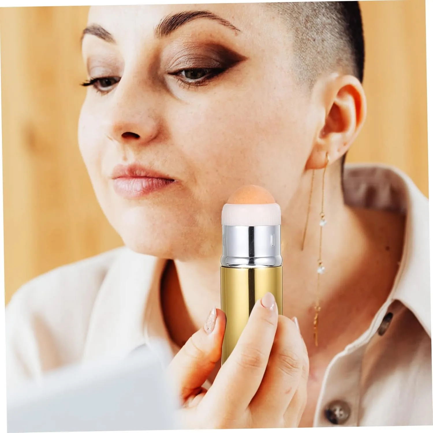 Pcs Oil Absorbing Volcanic Stone Roller Volcanic Face Oil Remover Stick Makeup Sponge for Reapplying Compact Facial