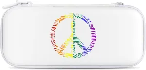 Peace LGBT Rainbow Flag Hard Shell Travel Case with Rope 15 Game Card Pockets Compatible with Switch Protective