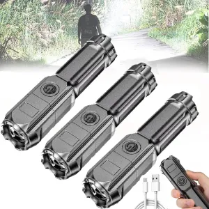 Peachloft Flashlight, Peachloft Powerful Led Flashlight, Adjustable Zoom Mini Flash Light, LED Flashlights High Lumens, Multifunctional Rechargeable Waterproof Flashlight, for Hiking, Camping ((3Pcs)