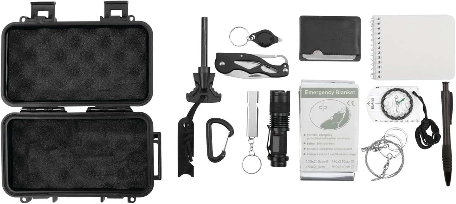 Performance Tool W9404 12-in-1 Essential Outdoor Gear Kit for Camping, Hiking, and Emergencies