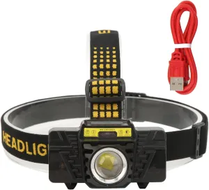 PerGar Headlamp, XHP50 Headlamp, Telescopic Zoom Headlamp, CType Rechargeable Headlamp, IPX4 Waterproof Headlamp with Warning, Suitable for Night Fishing, Camping, Cycling
