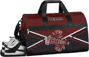 Personalized Cheerleader Bag Dance Bag for Girl Woman, Custom Gym Bag Sport Duffel Bag with Shoes Compartment Cheerleader Dark Red