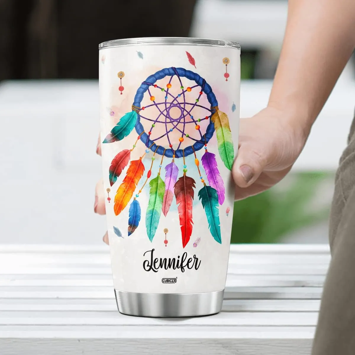 Personalized Coffee Tumbler Dream Catcher Customized Name Tumblers For Native American Travel Mug Gifts For Women Adults Men Friends On Birthday Cups 20 30 Oz Insulated