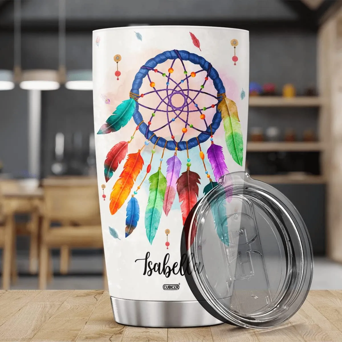Personalized Coffee Tumbler Dream Catcher Customized Name Tumblers For Native American Travel Mug Gifts For Women Adults Men Friends On Birthday Cups 20 30 Oz Insulated