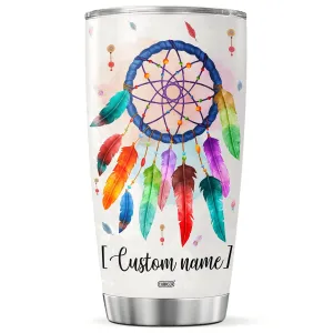 Personalized Coffee Tumbler Dream Catcher Customized Name Tumblers For Native American Travel Mug Gifts For Women Adults Men Friends On Birthday Cups 20 30 Oz Insulated