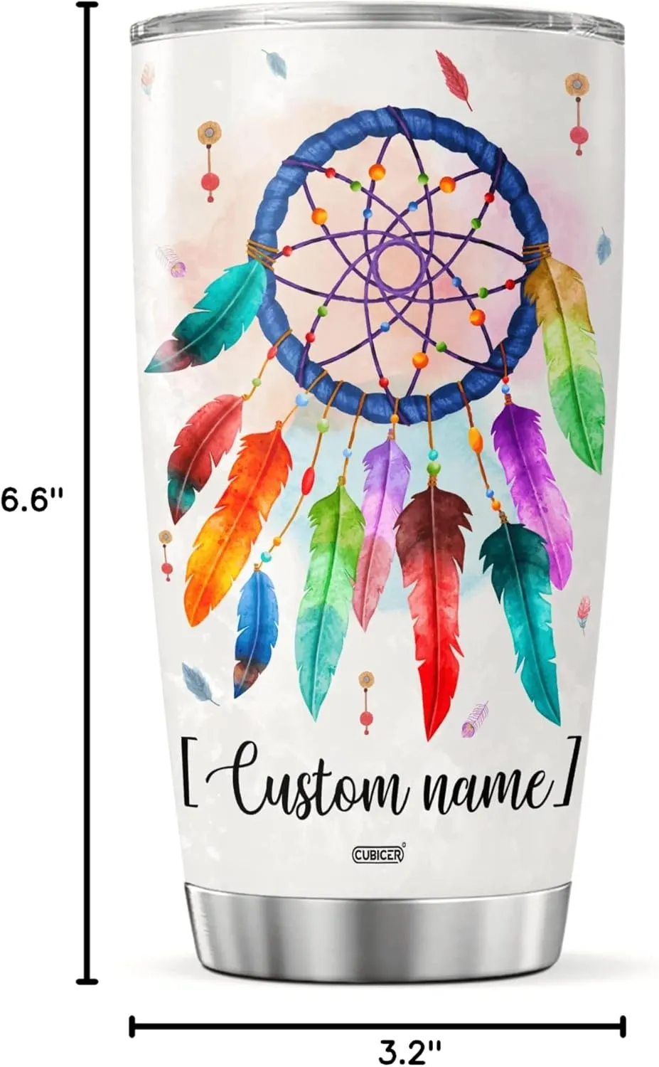 Personalized Coffee Tumbler Dream Catcher Customized Name Tumblers For Native American Travel Mug Gifts For Women Adults Men Friends On Birthday Cups 20 30 Oz Insulated