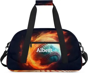 Personalized Kids Sports Duffel Bag with Name Custom Weekender Overnight Bag for Boys Girls Gym Bag Travel Dance Gymnastics Duffel Bag, Cool Baseball Sports