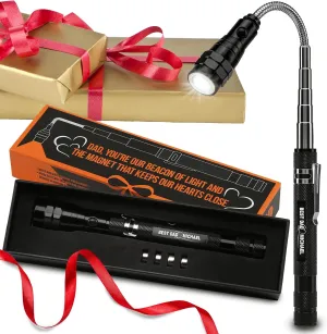 Personalized Magnetic Pickup Tool – Customized Telescoping LED Flashlight for Dad, Husband, Grandpa – Cool Fathers Day Gift, Engraved Tactical Flashlight for Men Who Have Everything