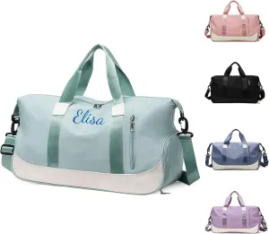 Personalized Waterproof Duffle Bag - Custom Embroidered Multi-Use Gym & Travel Backpack with Shoe Compartment, Trolley Sleeve - Unisex Weekender Bag for Sports, Swimming, Hospital & Overnight (Green)