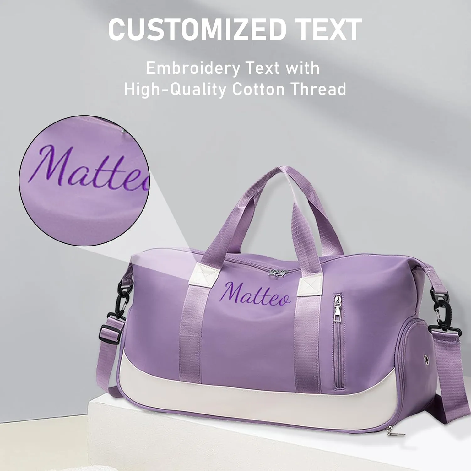 Personalized Waterproof Duffle Bag - Custom Embroidered Multi-Use Gym & Travel Backpack with Shoe Compartment, Trolley Sleeve - Unisex Weekender Bag for Sports, Swimming, Hospital & Overnight (Green)
