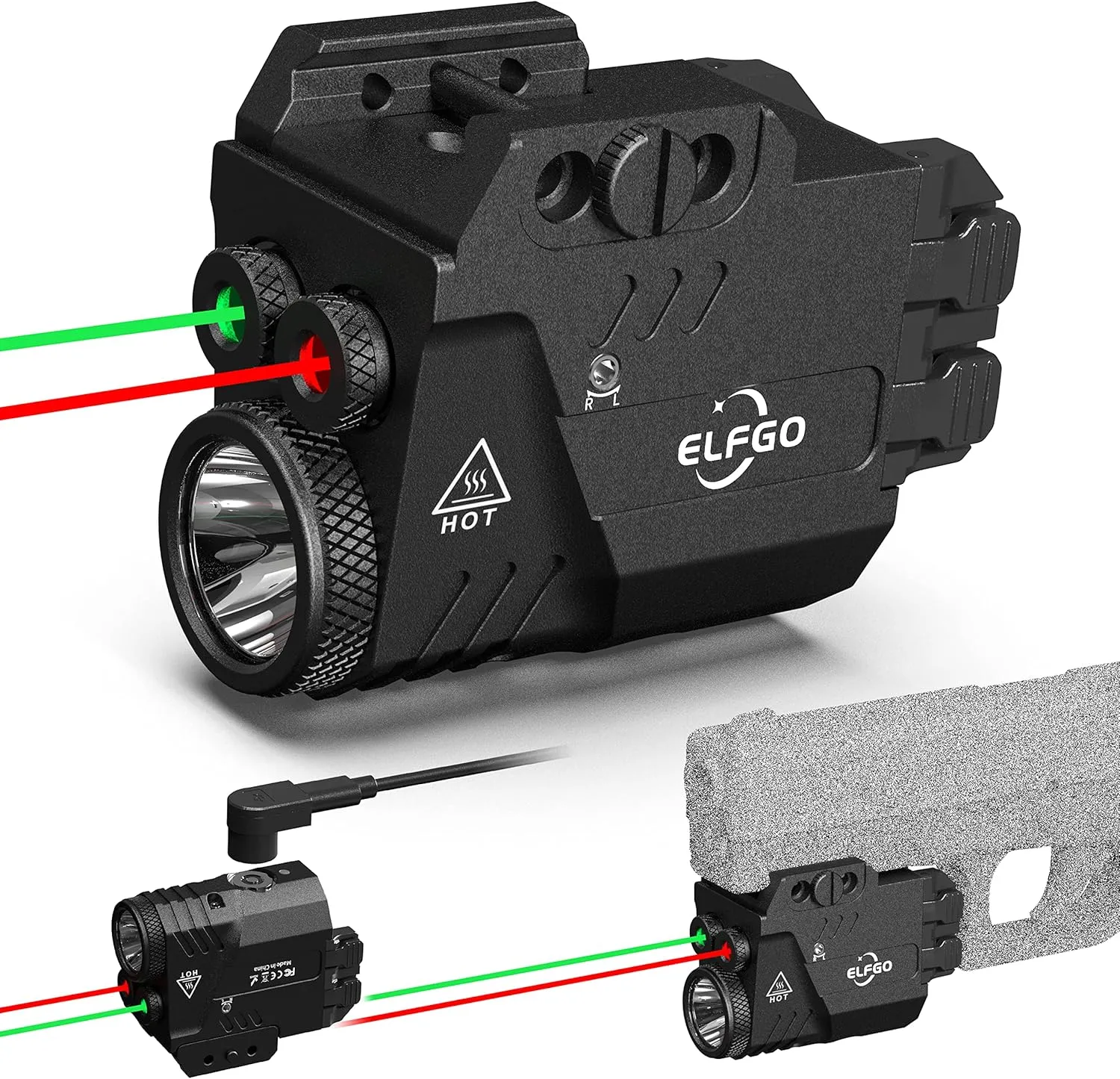 Pistol Laser Combo, 650 Lumens Tactical Flashlight Beam Combo, Magnetic Rechargeable, 3 in 1 Strobe Laser Sight Weapon Light for Guns with Picatinny Rail
