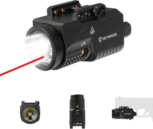 Pistol Laser Light Combo - 1200 Lumens Red Laser Beam Flashlight for Glock Handgun with Picatinny 1913 or GL Rail, Tactical Gun Laser and Flashlight, Rechargeable 1000mAh Battery(3''*2'')